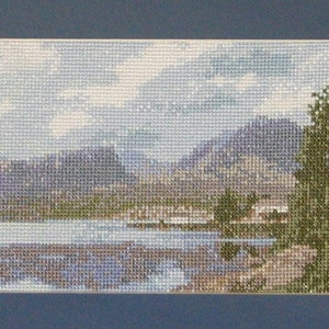 Loch Kishorn & Bealach Na Ba (Pass of the Cattle) towards Applecross - a Scottish Highlands landscape Cross Stitch Embroidery chart