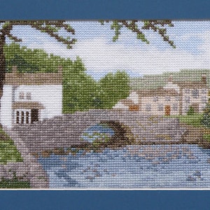 Malham - a Yorkshire village landscape cross stitch embroidery chart