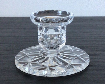 Vintage Glass Candle Stick Holder With Etched Design