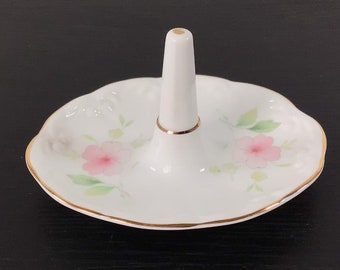 Vintage Bone China Ring Tree Dish With Pink Floral Design - Made By Biltons Housewares By Lysander