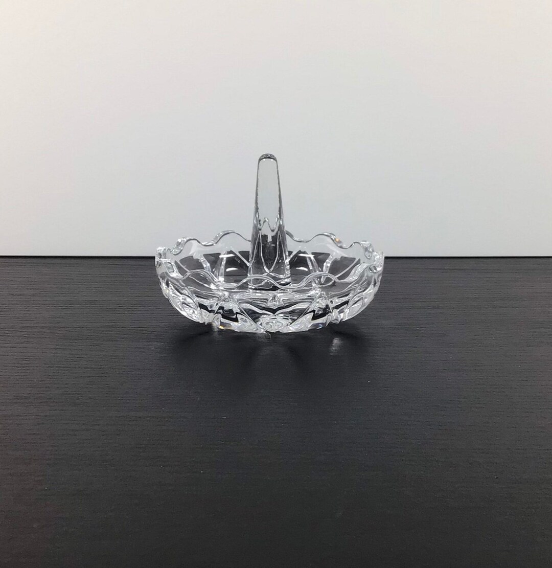 Vintage Small Moulded Glass Ring Tree Dish With Curved Edge Detail - Etsy