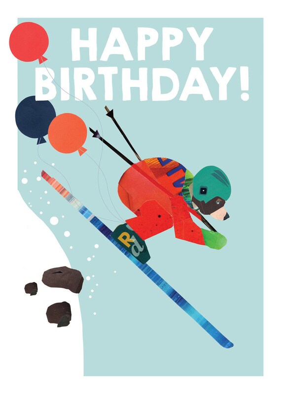 Happy Birthday Ski Bear Etsy