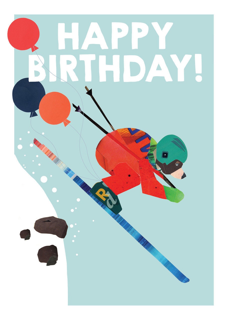 Ski Verjaardagskaart - Etsy Nederland