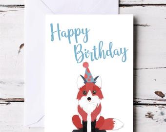 Happy Birthday Fox – A Playful & Charming Birthday Greeting Card