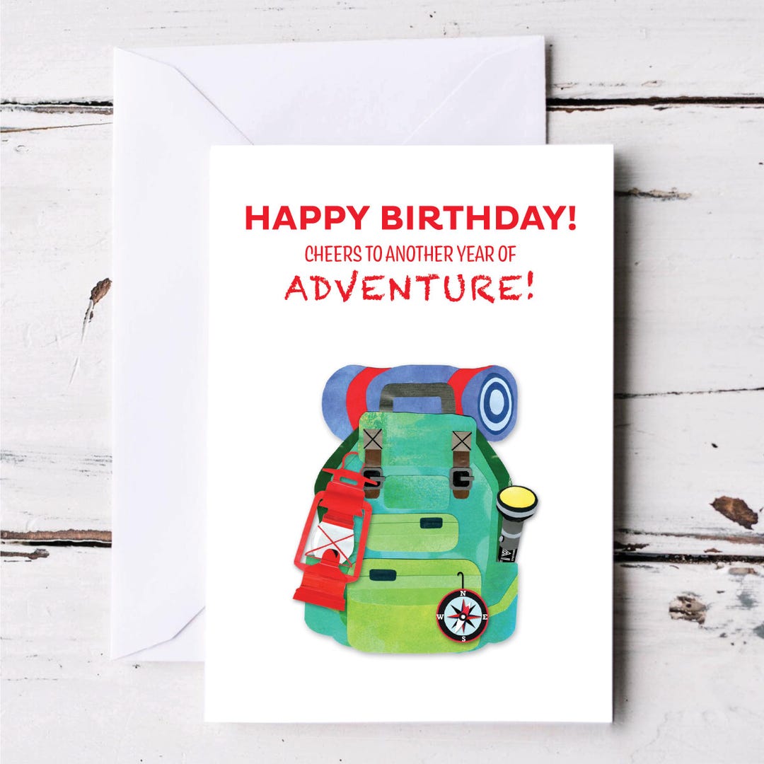 Happy Birthday Adventure Backpack Greeting Card - Etsy
