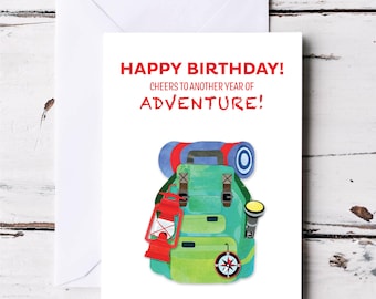Happy Birthday Adventure Backpack Greeting Card