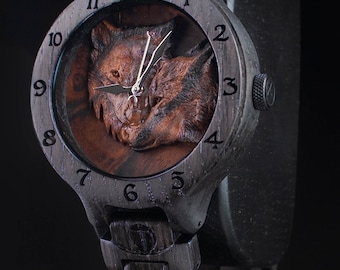 Wolf Bog Oak Watch | Personalized Gothic Wildlife Gift