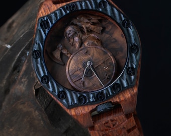 Leopard Wood Viking Watch | Personalized Rugged Norse Gift