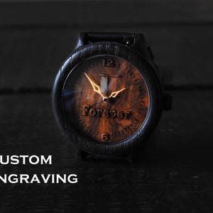 Wooden watch | Engraved wood watch unisex | Wood watch for men | Personalized wood watch | Birthday gift | Custom watch |  Black watch
