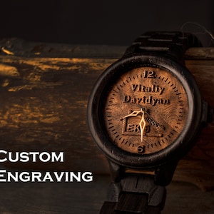 Bog oak | Wooden watch | Custom engraving | Unisex watch | Wrist watch | Engraved watch for men | Groomsmen watch | Wood sign | Personalized