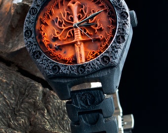 White Tree of Gondor Bog Oak Watch | Personalized Fantasy Gift for Him | Wooden watch | Lord of the rings