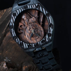 Warrior Viking Wooden Watch - Limited Edition Personalized Gift for Men