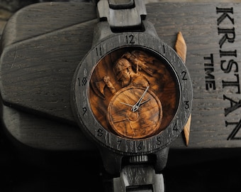 Guerrero solitario vikingo | Reloj de madera | Roble de pantano | Cosplay de vikingos | Armadura medieval | armadura del torso | Reloj de hombre | reloj de madera para hombre | armadura