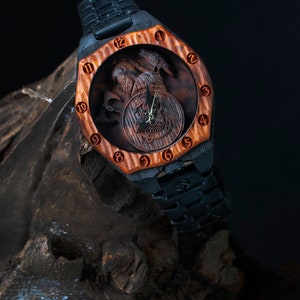 Viking Warrior Wooden Watch - Limited Edition Personalized Timepiece for Men