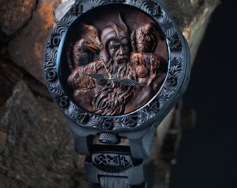 Odin | Marteau de Thor | Chêne des tourbières 500 1000 ans | Symbole viking | Montre en bois | Armure médiévale | Montre homme | Forgé en bois & OLEG KROTKO OSLIAKOV