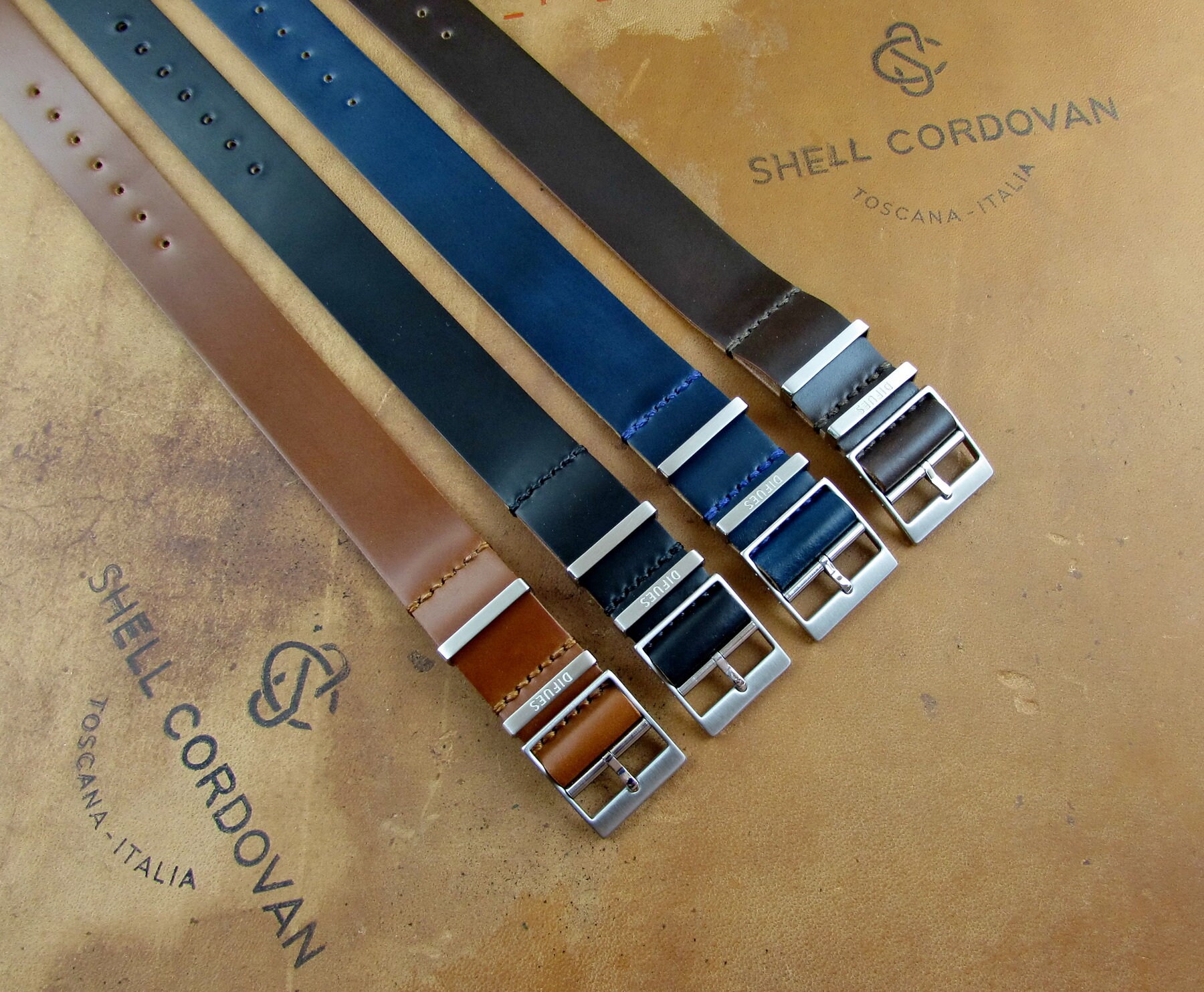 Premium Shell Cordovan Leather One Piece Watch Strap Width Etsy