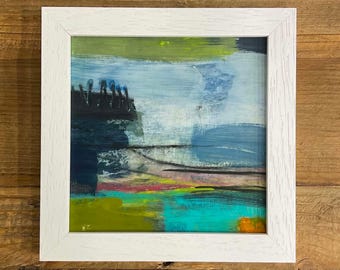 Cornish Coastal Abstract Painting - Original Framed Landscape Inspired Artwork by Niko Brown