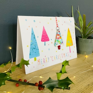 Fusing Glas Weihnachtsbaum hängende Dekoration Geschenk Token, Andenken. Frohe Weihnachten Grüße-Karte. Hergestellt in Cornwall von Niko Brown