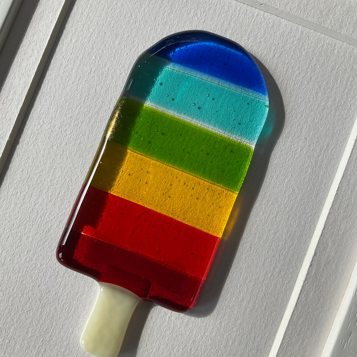 Framed Fused Glass Rainbow Ice Lolly Picture by Niko Brown Etsy UK