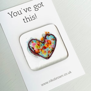Fused glass heart pocket hug token. Handmade in Cornwall by image 5