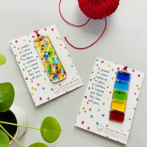 Geschmolzener Glas Regenbogen Durcheinander Sonnenfänger denken an dich Freundschaft Geschenk handgefertigt in Cornwall