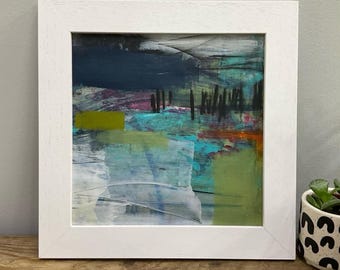 Cornish Coastal Abstract Painting - Original Framed Landscape Inspired Artwork by Niko Brown