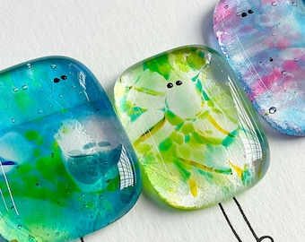 Glass pebble wall art - framed fused glass pebble people picture handmade in Cornwall by Niko Brown