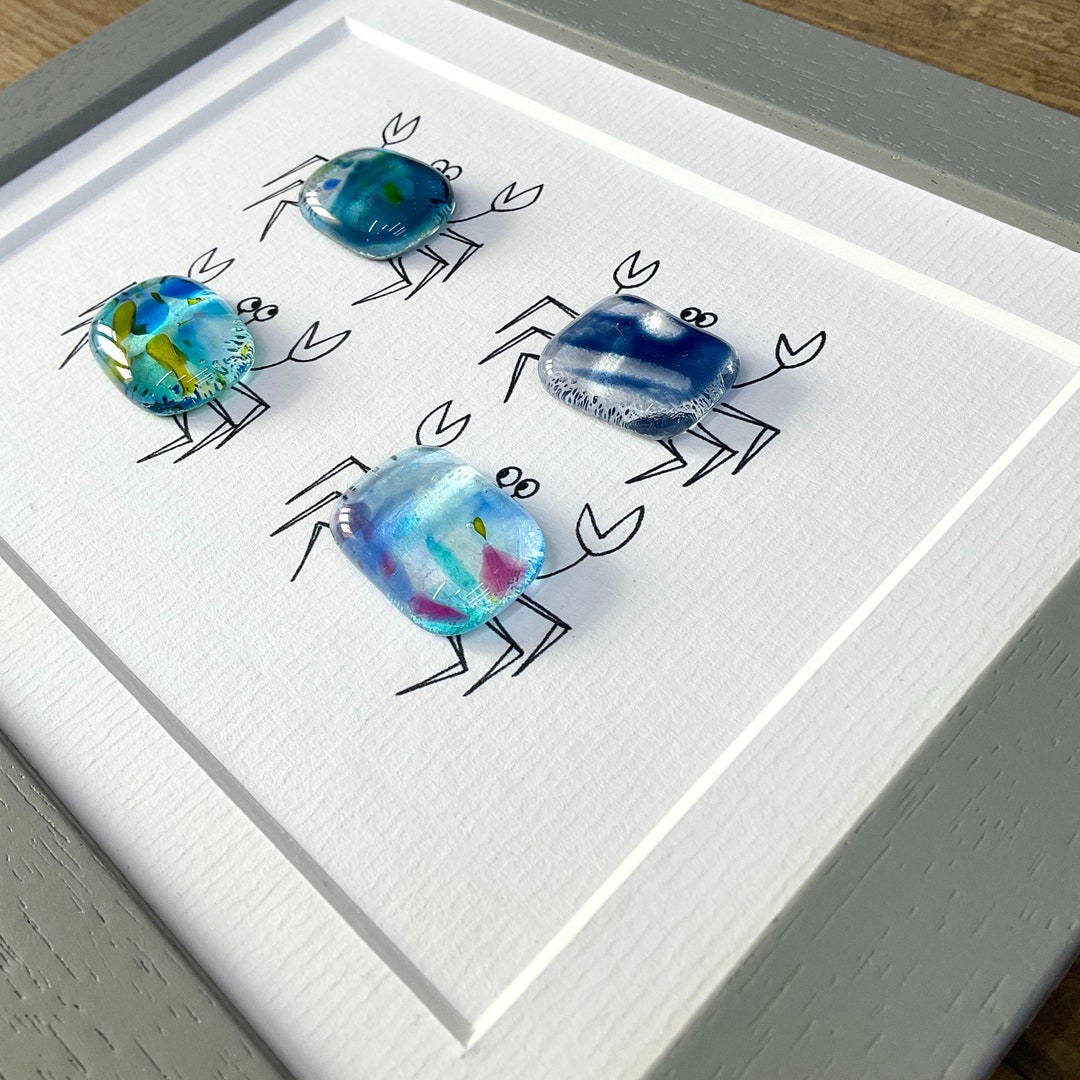 Framed Fused Glass 'nippers' Crabs by Niko Brown Etsy