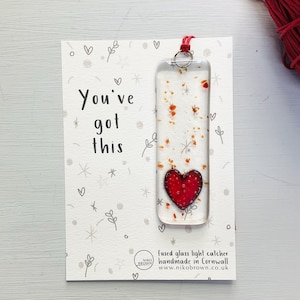 Herz Suncatcher aus geschmolzenem Glas für Sie Dieses Freundschaftsgeschenk mit Liebe made in Cornwall