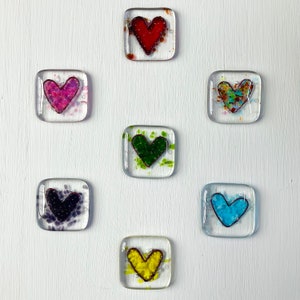Fused glass heart pocket hug token. Handmade in Cornwall by Niko Brown. Small miss you, friendship gift, add personalised message. image 5