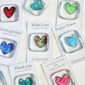 Glass pocket token with message - fused glass heart token handmade in Cornwall by Niko Brown product logo