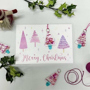 Fusing Glas Weihnachtsbaum hängende Dekoration Geschenk Token, Andenken. Frohe Weihnachten Grüße-Karte. Hergestellt in Cornwall von Niko Brown