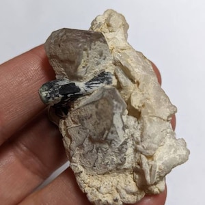 Green Capped Black tourmaline in Quartz Crystal  Matrix