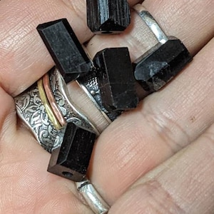 Polished Black Tourmaline Gemstone Beads
