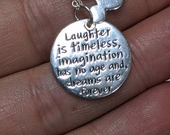 Collana in argento sterling con scritta Disney, Topolino e citazione
