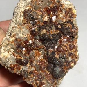 Red and Orange Spessartine Garnets on Quartz Matrix