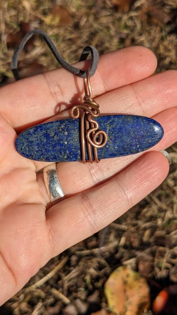 Collier Ethnique En Lapis-lazuli Et Cuivre - Occasion - Perles Bleues