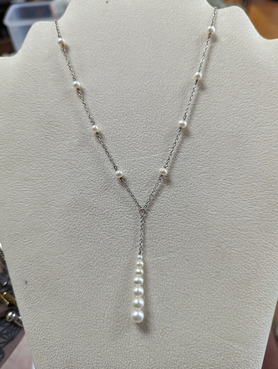 Vintage Real Pearl Sterling Silver Necklace