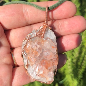 Hematite Included Quartz Crystal Cluster Pendant