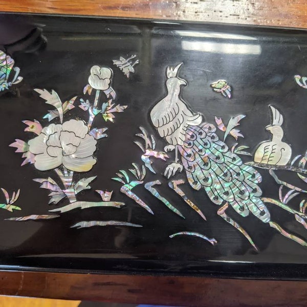 Abalone Inlay Carving Cigar Box Peacock