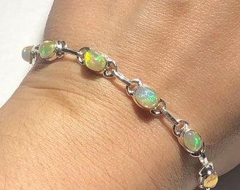 Sterling Silver Opal Gemstone Bracelet