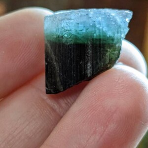 Blue and Green Capped Tourmaline Crystal 5g
