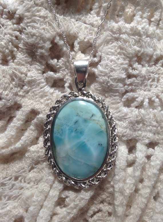 スターリングシルバーのラリマーペンダント、スターリングシルバー