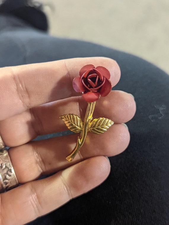 Broche Rose Dorée Vintage - Lot De 2 Bijoux Fantaisie Femme - Occasion - Style Rétro Et Romantique