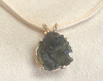 Moldavite 14k Yellow Gold Pendant