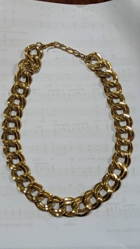 Big Chunky Double Curb Link Heavy Gold Plated Neck