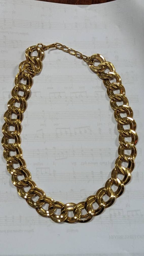 Big Chunky Double Curb Link Heavy Gold Plated Necklace