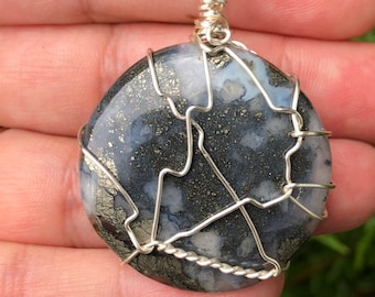 Round Pyrite in Quartz Pendant
