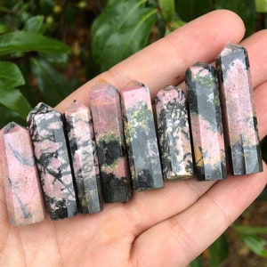 Little Rhodonite Obelisk Tower Natural Stone Point Jewelry Making Supplies (1)