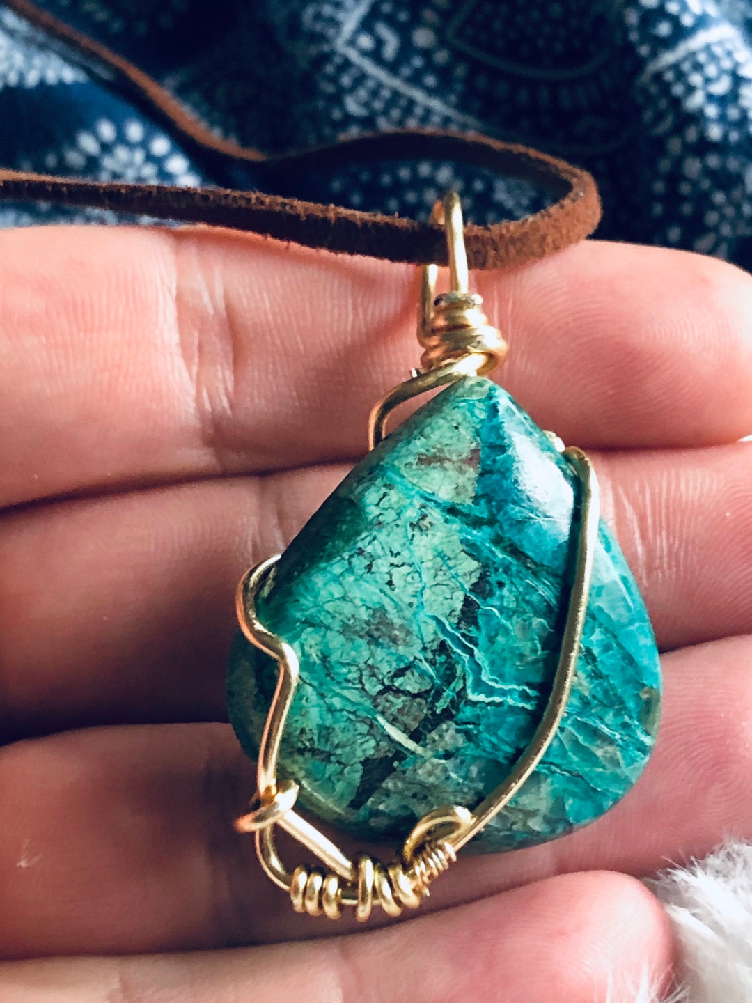 クリソコラ・ワイヤーラップペンダント クリソコラワイヤーラップペンダント - Etsy 日本